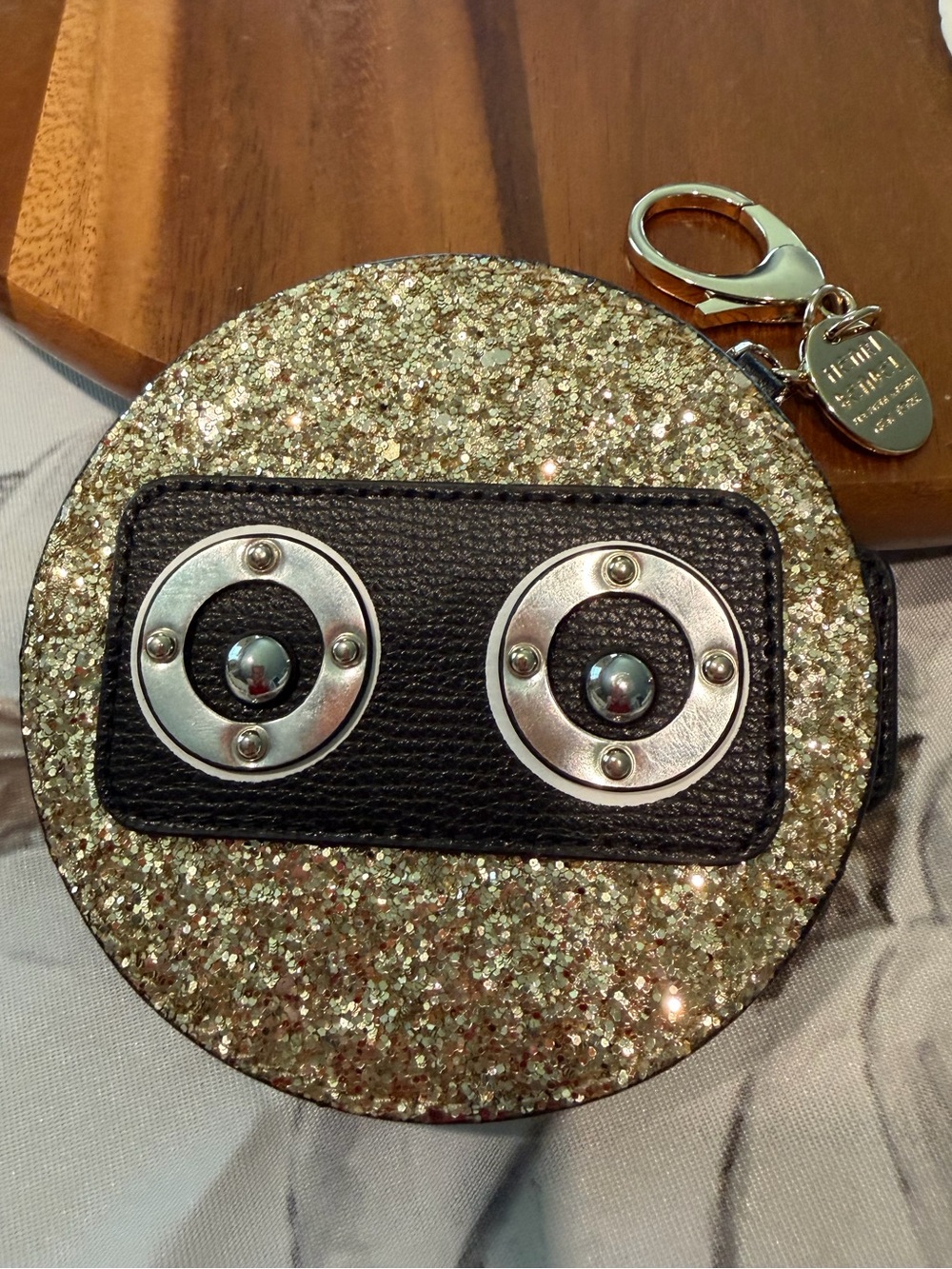 Henri Bendel Robot Gold-Tone Sparkle Coin Purse / Bag Charm NWOT